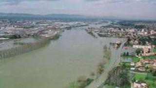 Saône crue de mars 2001 à Jassans-Riottier